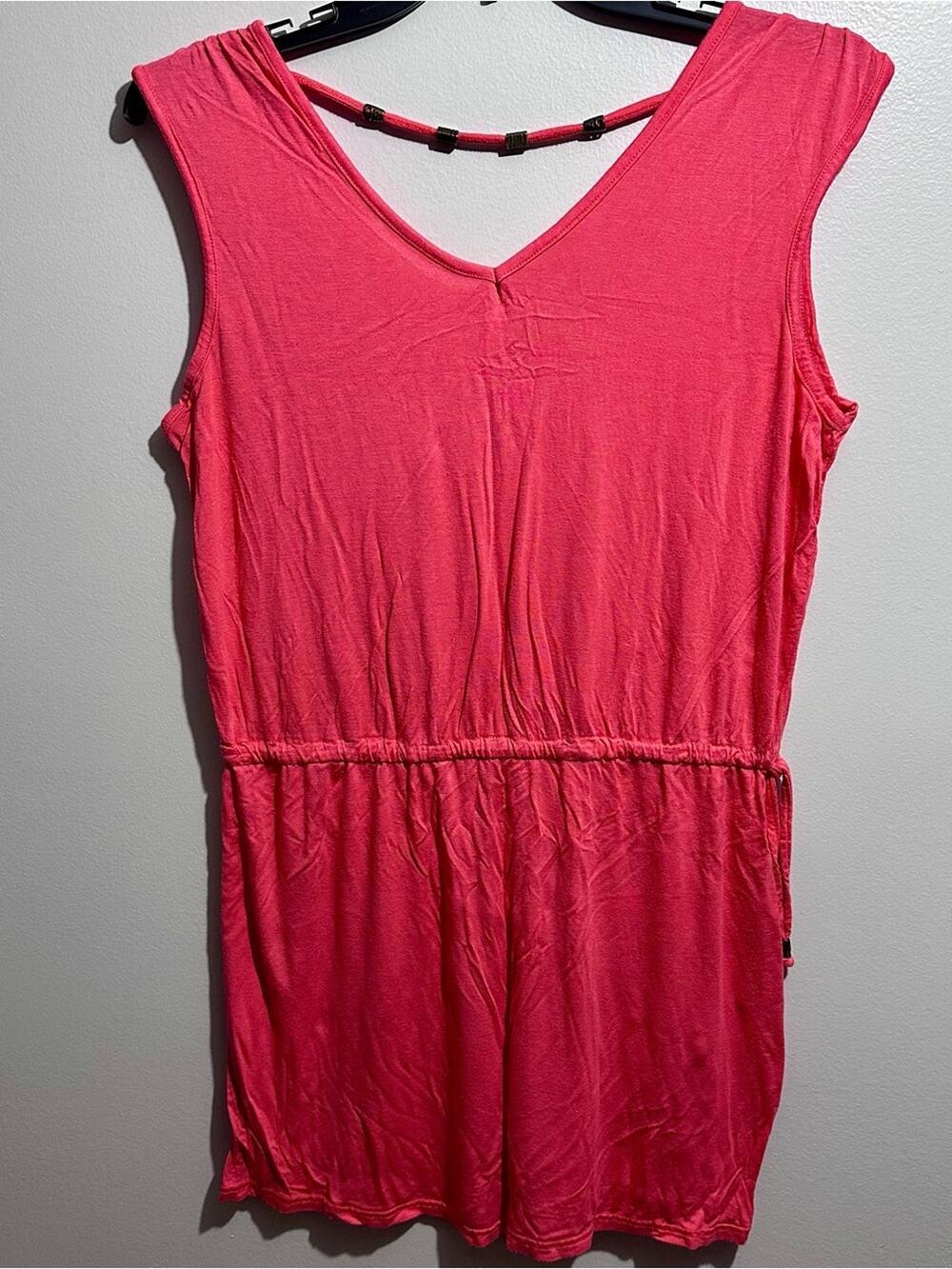 Sleeveless V-Neck Pink Salmon Top Coral Size XL (1220)